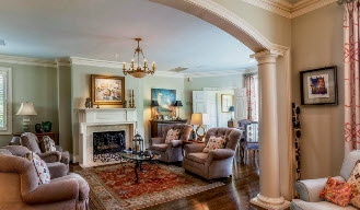Greenville SC home by Carver Group luxury homebuilder living room with arched doorway