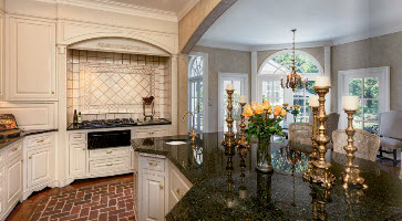 Greenville SC home by Carver Group luxury homebuilder full brick kitchen flooring