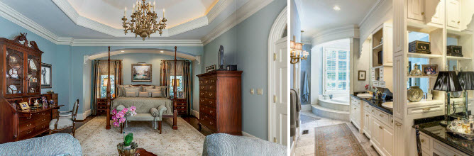 Greenville SC home by Carver Group luxury homebuilder tray ceiling in bedroom