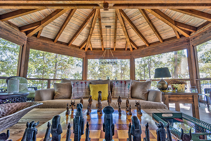 The Cliffs at Keowee Falls South New Lakefront Home Washed Painted Reclaimed Pine Ceiling