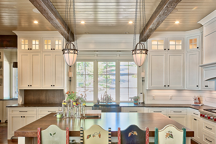 The Cliffs at Keowee Falls South New Lakefront Home Kitchen Island,Reclaimed Beams