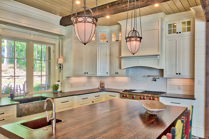 The Cliffs at Keowee Falls South New Lakefront Home Kitchen Island Cherry Wood Top