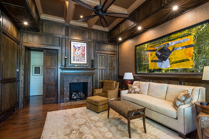 The Cliffs at Keowee Falls South New Lakefront Home Cypress Paneled Walls In Study