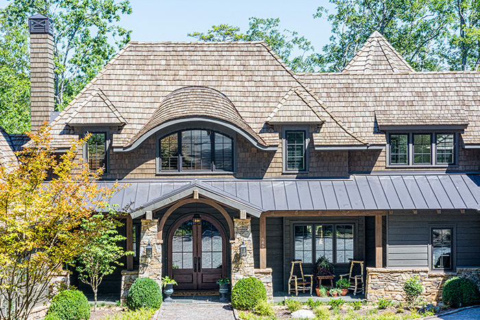 The Cliffs at Keowee Falls South New Lakefront Home Standing Seam Metal Front Porch Roof